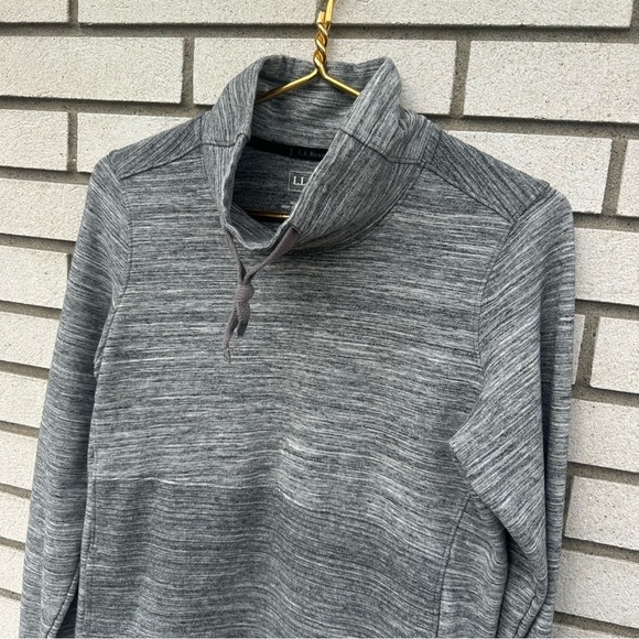 L.L.Bean Cozy Mixed-Knit Pullover Marled Light Gray Funnelneck Sweatshirt - Picture 3 of 12